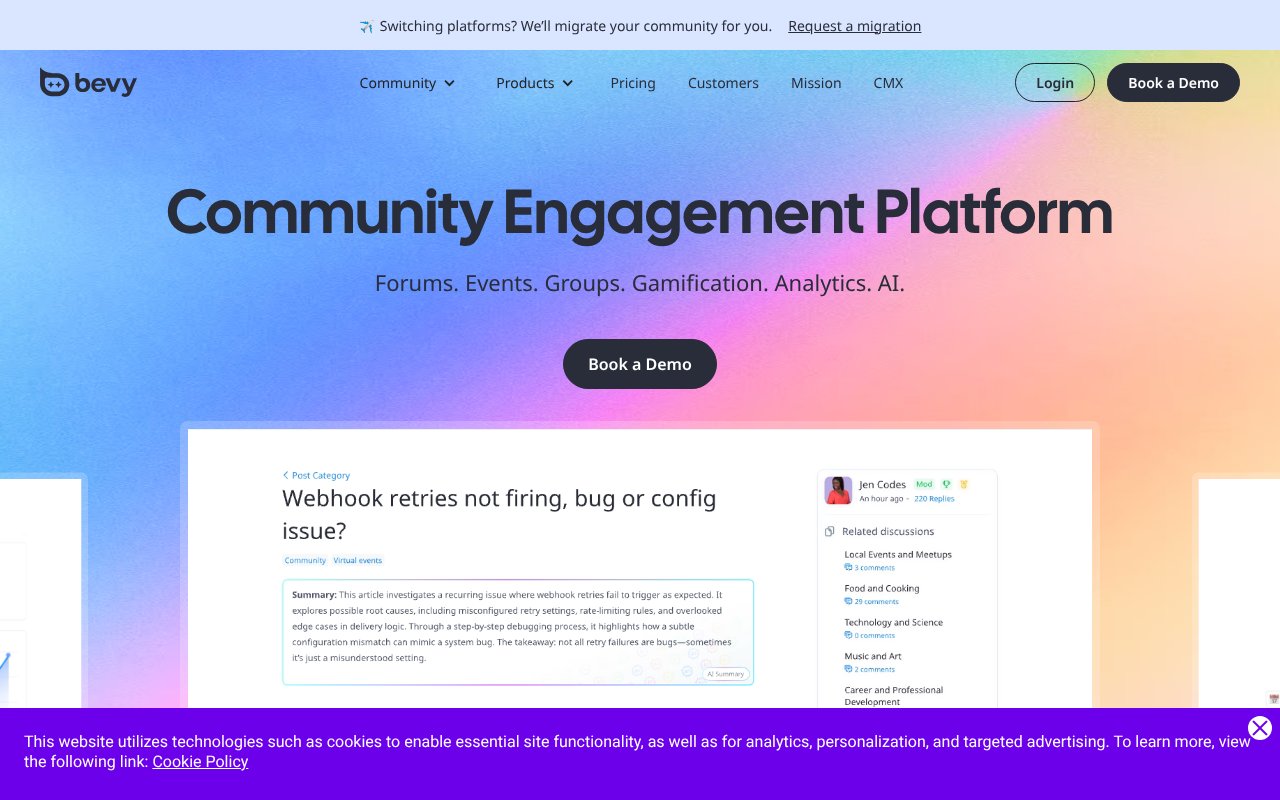 Screenshot of bevy.com