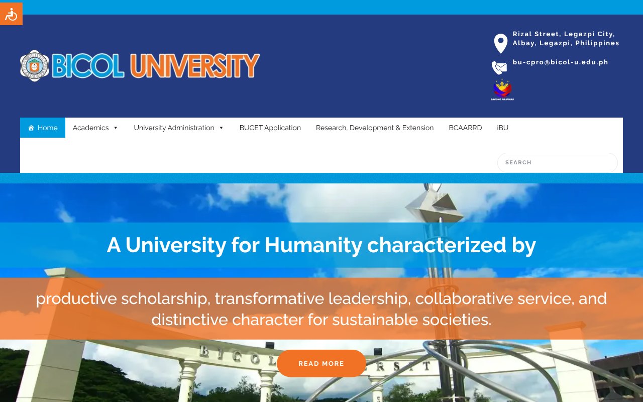 Screenshot of bicol-u.edu.ph
