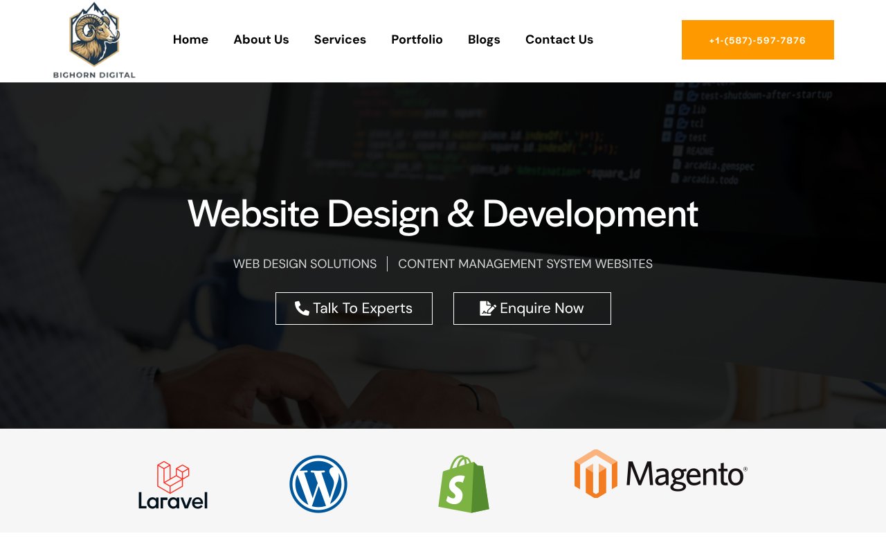 Screenshot of bighorndigital.ca