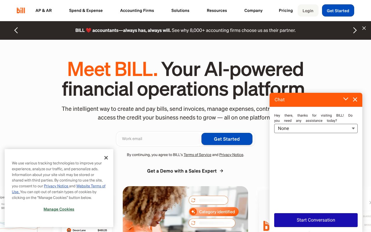 Screenshot of bill.com