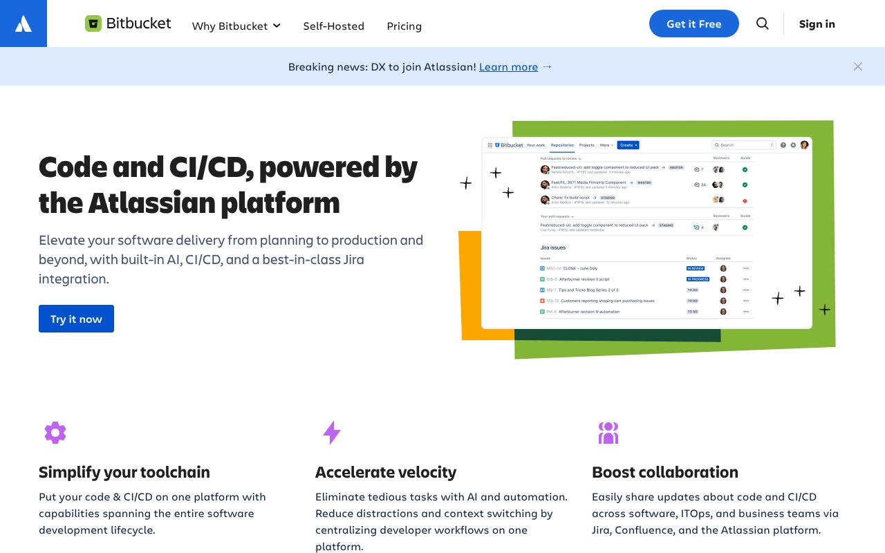 Screenshot of bitbucket.org