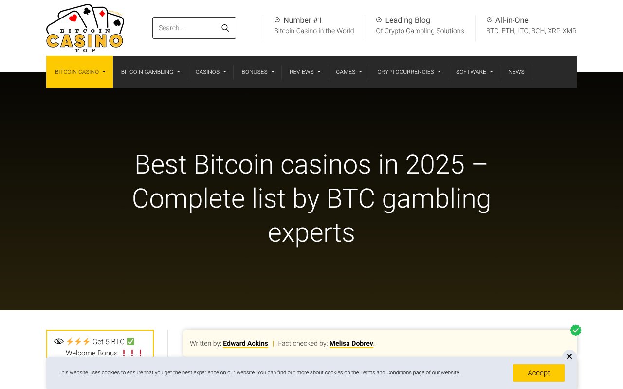 Screenshot of bitcoincasinotop.com