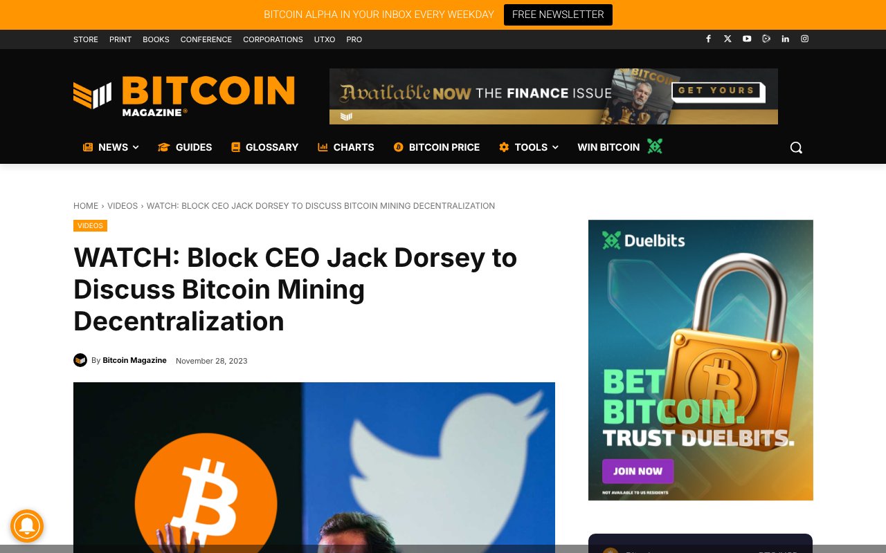Screenshot of bitcoinmagazine.com