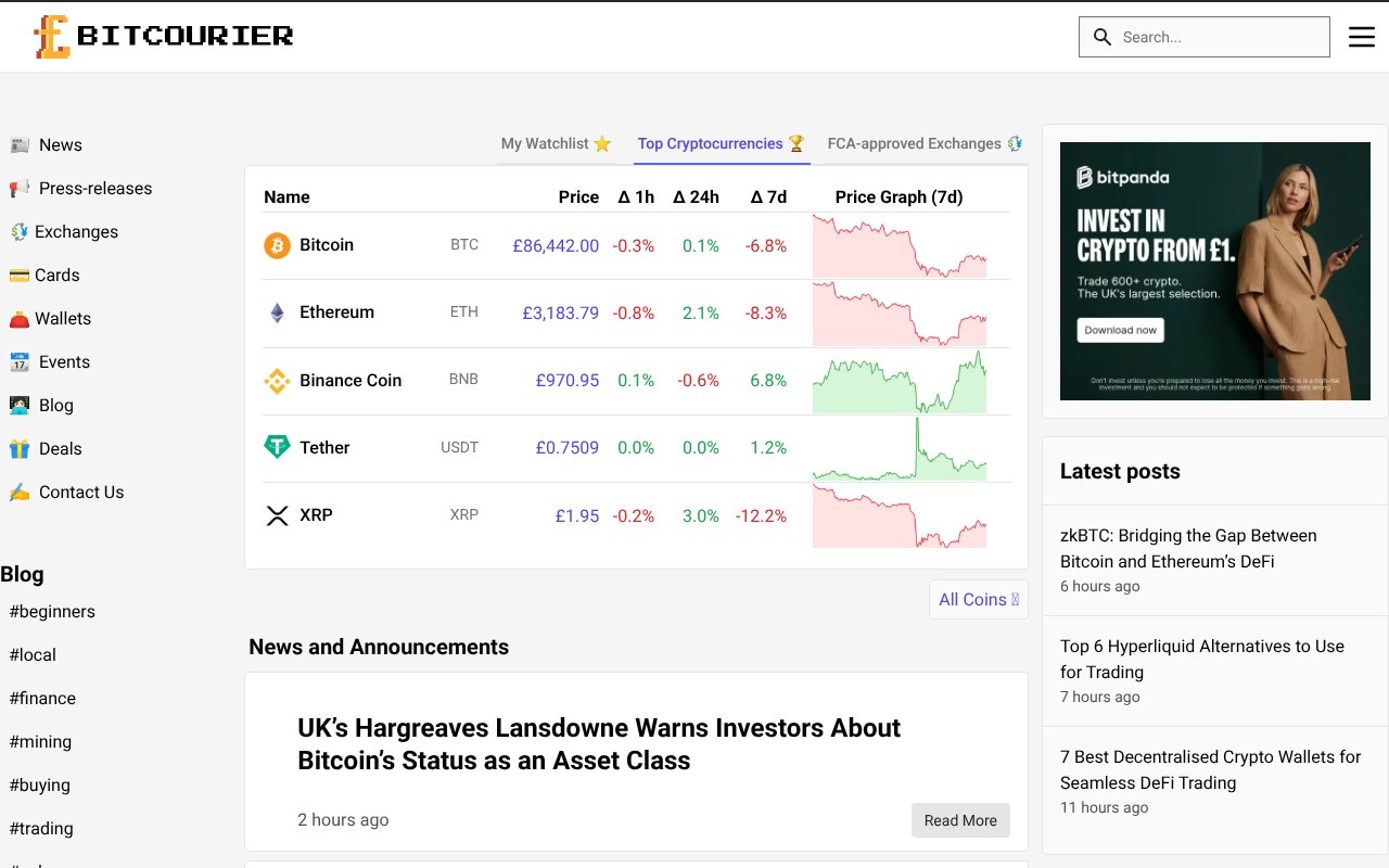 Screenshot of bitcourier.co.uk
