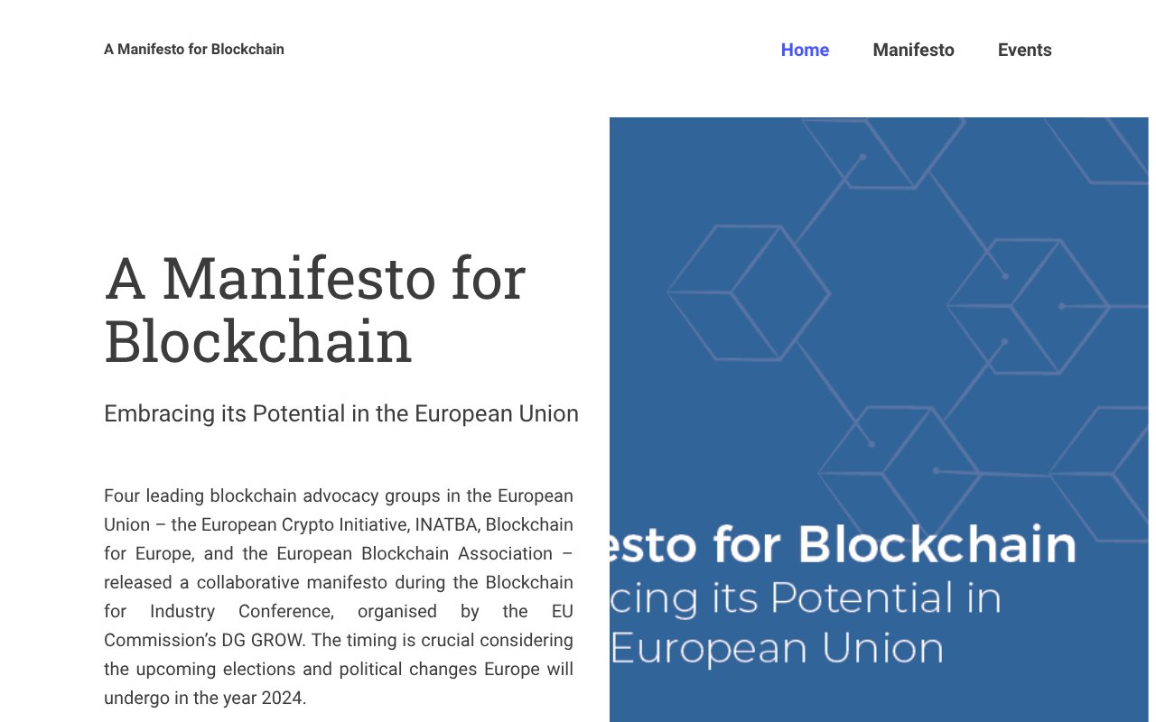Screenshot of blockchain-manifesto.eu