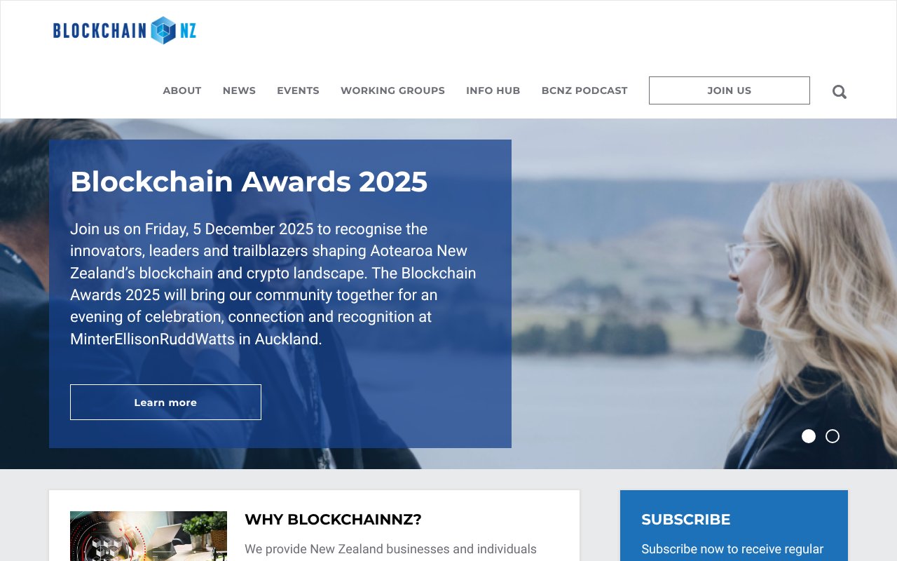 Screenshot of blockchain.org.nz