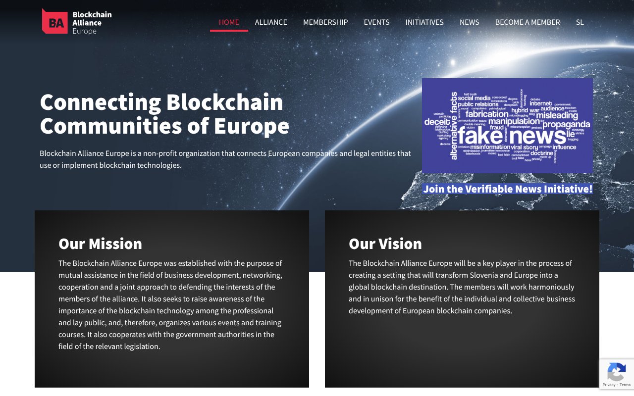 Screenshot of blockchainalliance.si