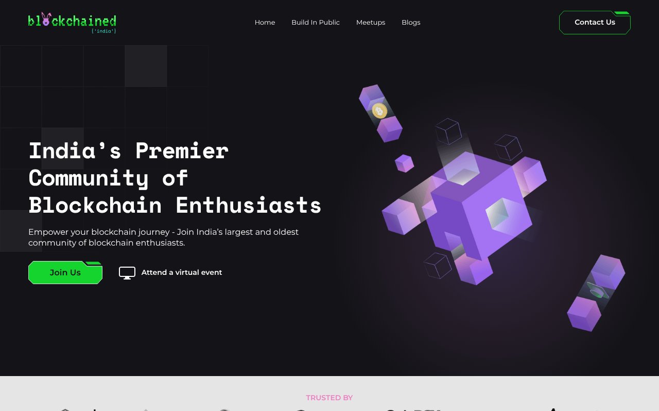 Screenshot of blockchainedindia.com