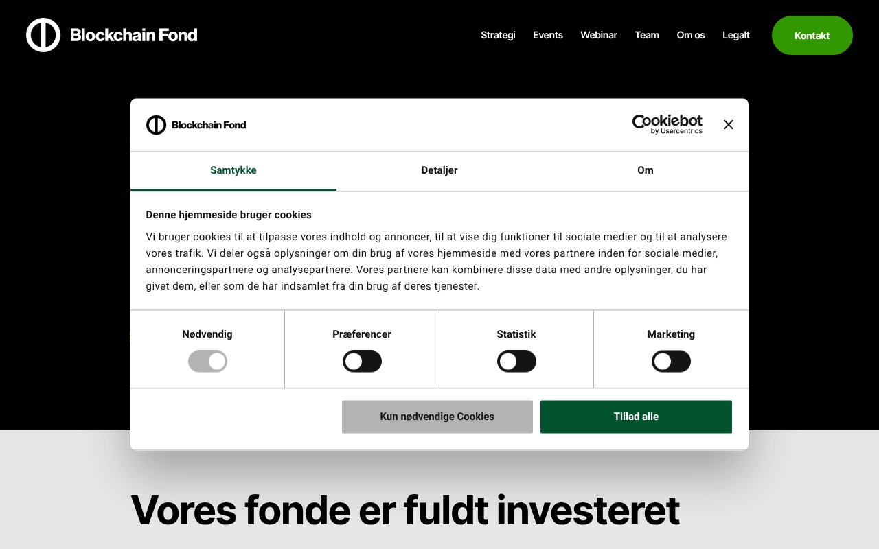 Screenshot of blockchainfond.dk