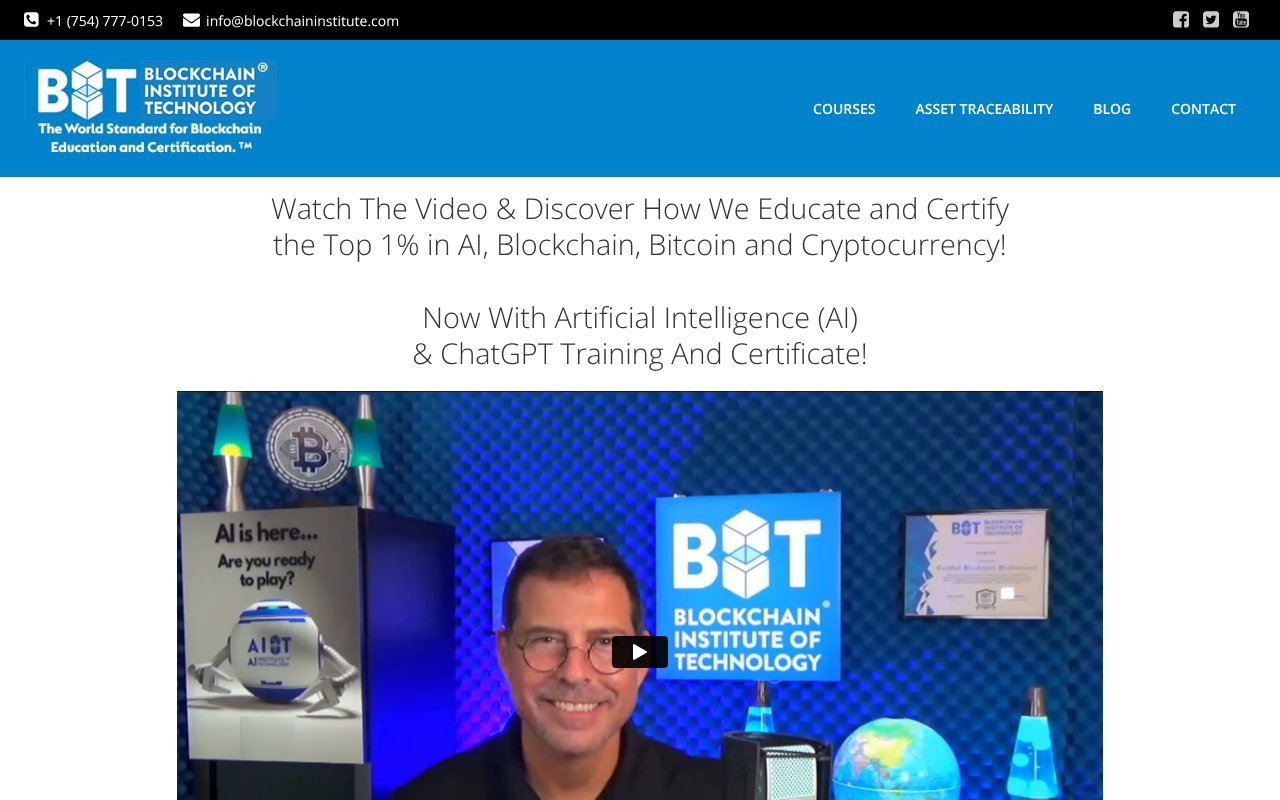 Screenshot of blockchaininstitute.com