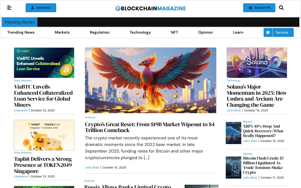 Screenshot of blockchainmagazine.net