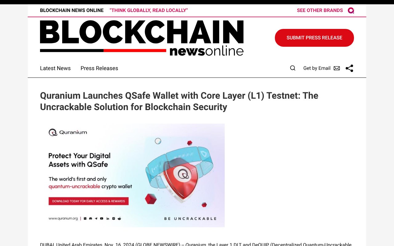 Screenshot of blockchainnewsonline.com