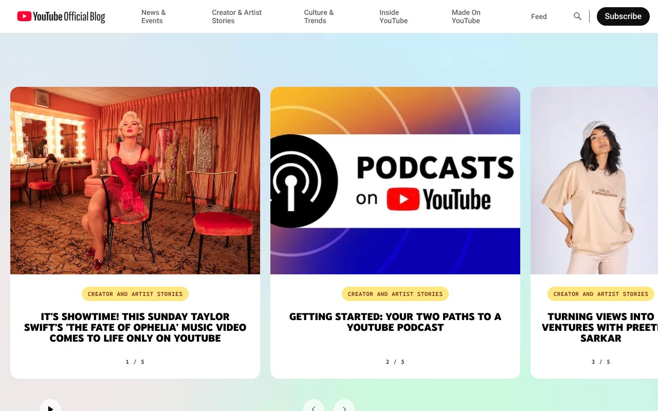 Screenshot of blog.youtube