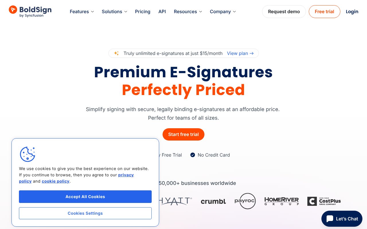 Screenshot of boldsign.com