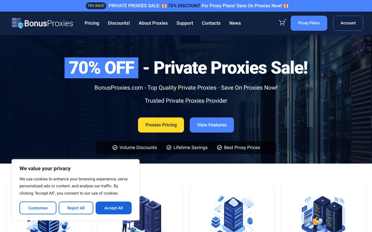 Screenshot of bonusproxies.com