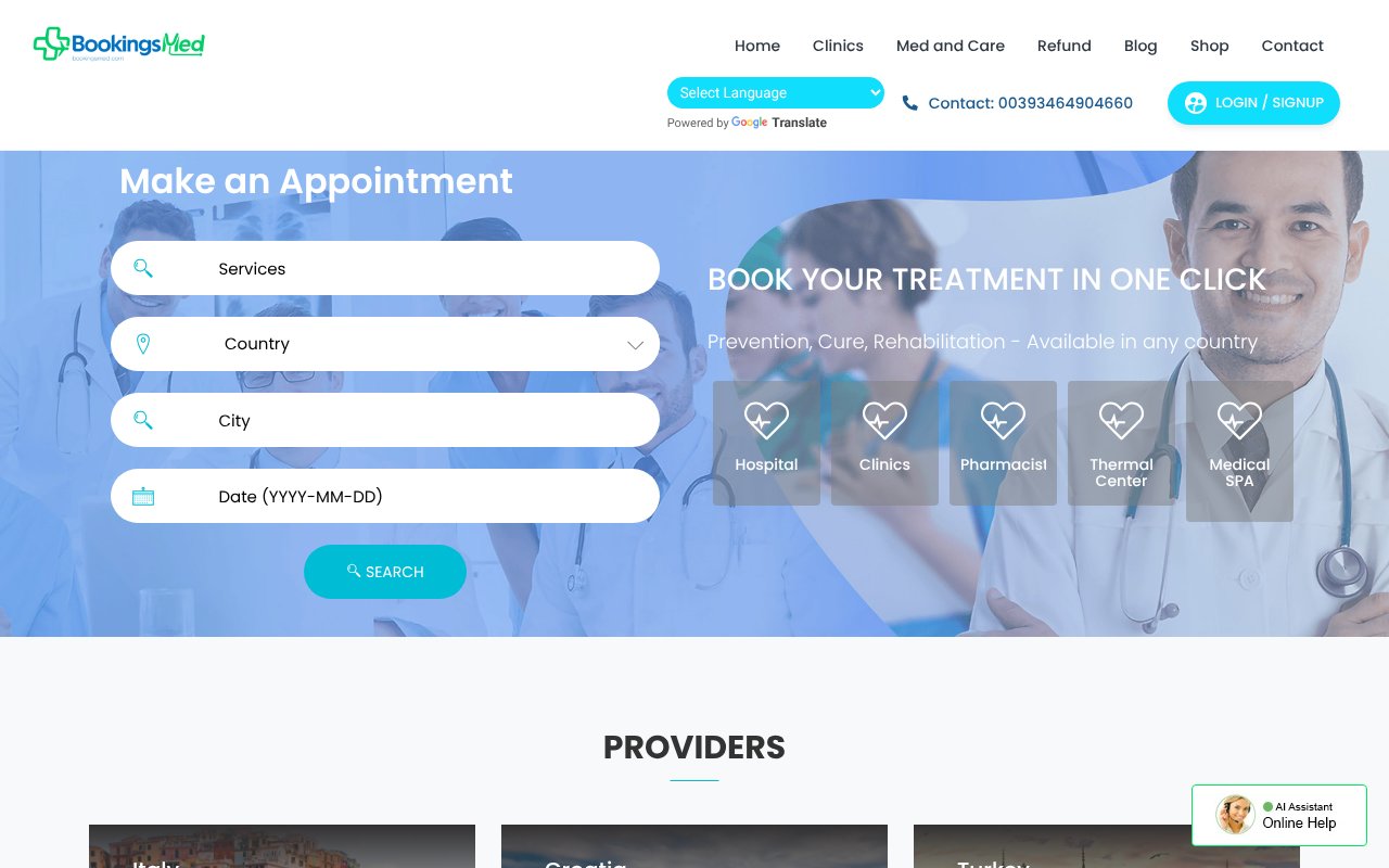 Screenshot of bookingsmed.com