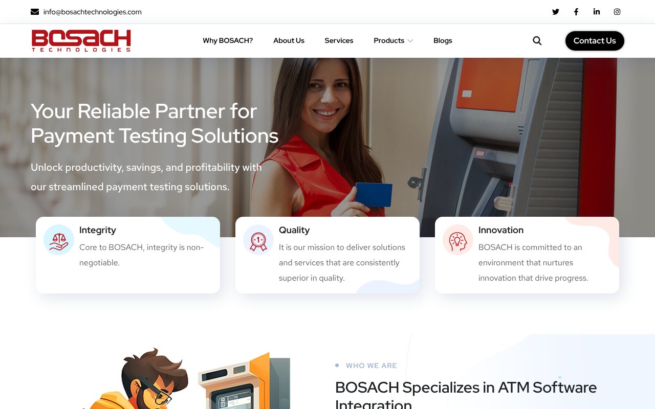 Screenshot of bosachtechnologies.com