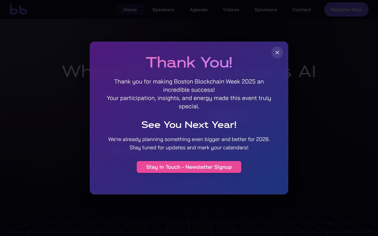 Screenshot of bostonblockchainweek.com
