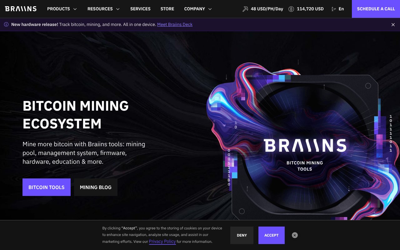 Screenshot of braiins.com