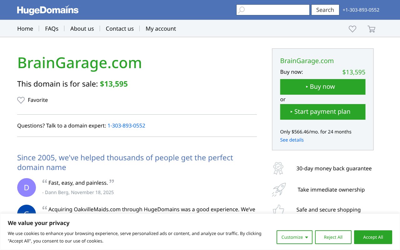 Screenshot of braingarage.com