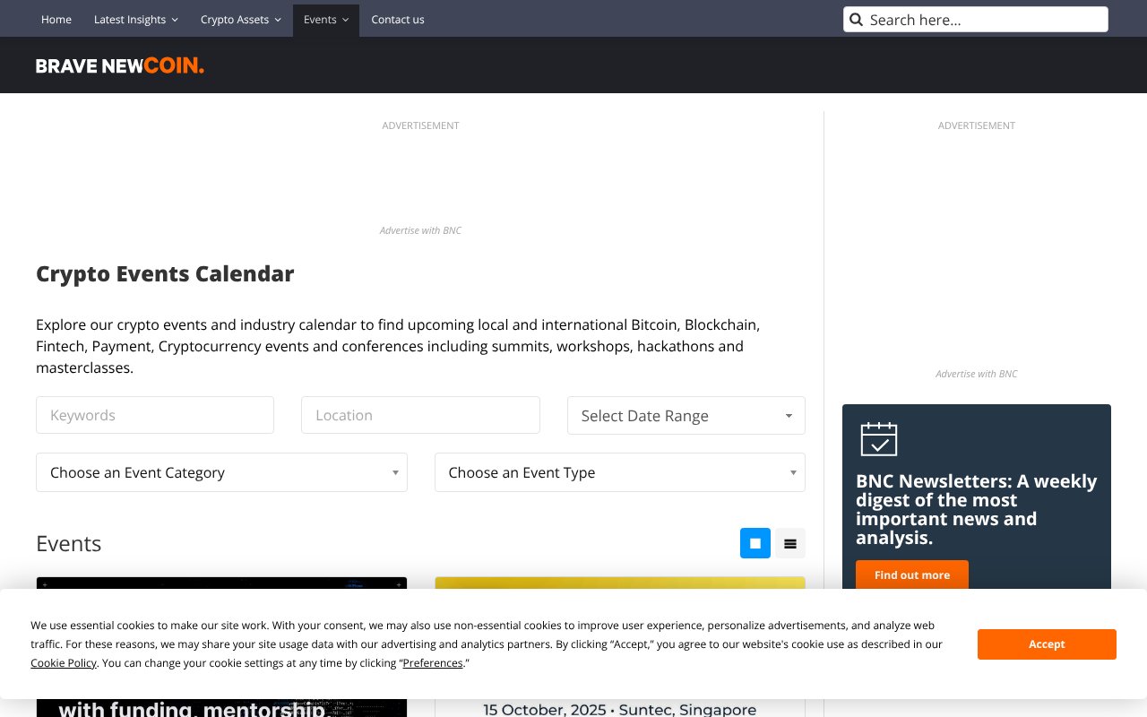 Screenshot of bravenewcoin.com