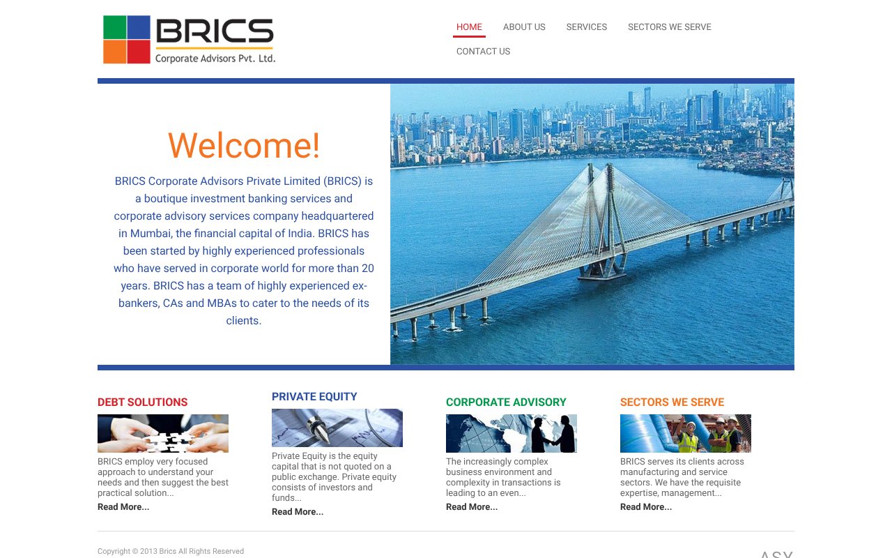 Screenshot of bricscorp.in
