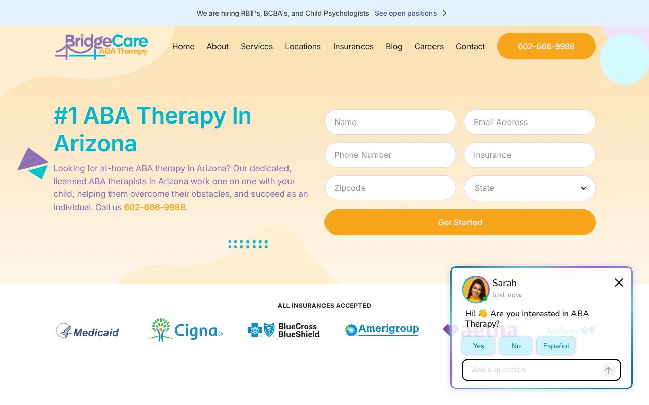 Screenshot of bridgecareaba.com