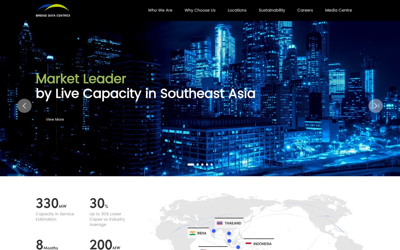 Screenshot of bridgedatacentres.com