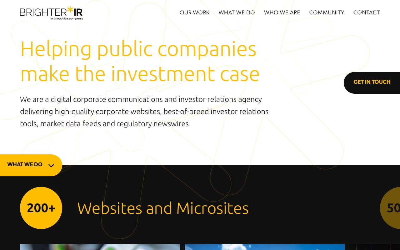 Screenshot of brighterir.com