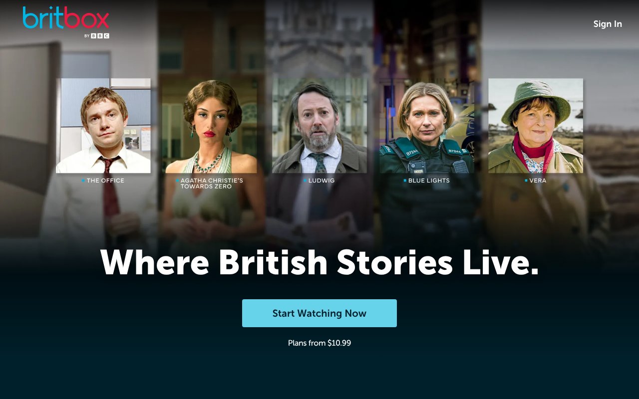 Screenshot of britbox.com