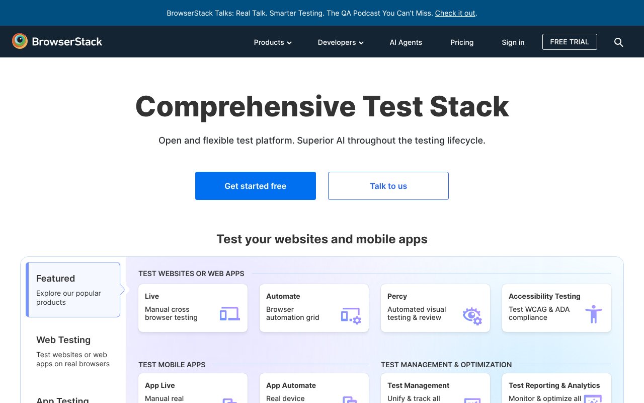 Screenshot of browserstack.com
