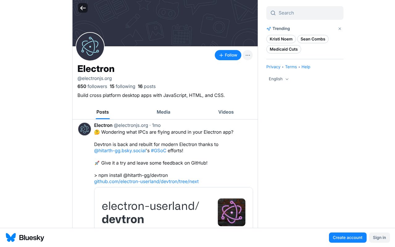 Screenshot of bsky.app