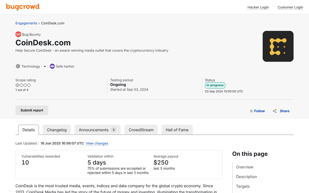 Screenshot of bugcrowd.com