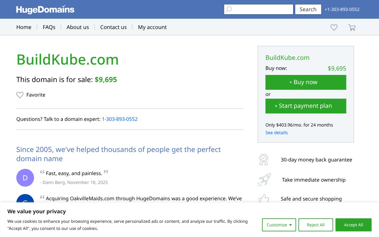 Screenshot of buildkube.com