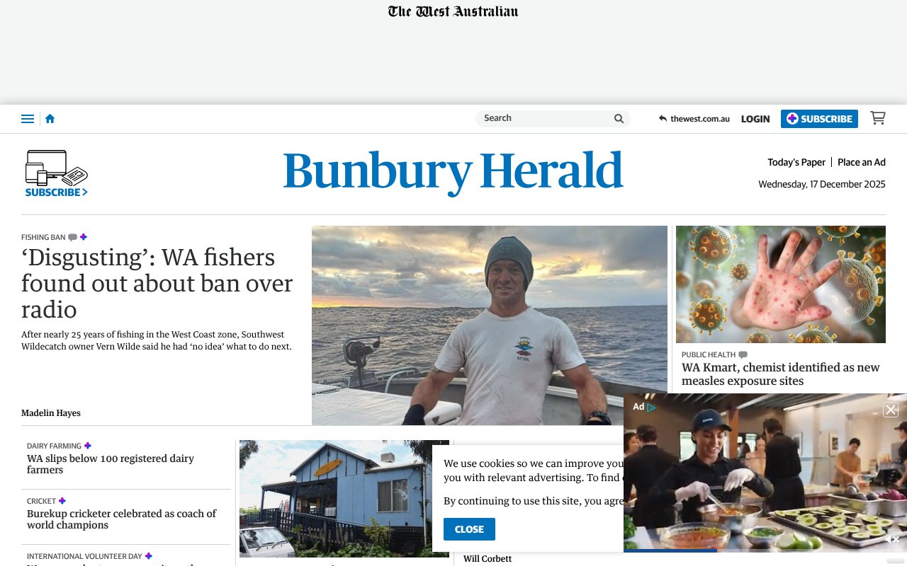 Screenshot of bunburyherald.com.au