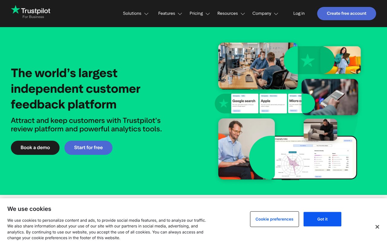 Screenshot of business.trustpilot.com