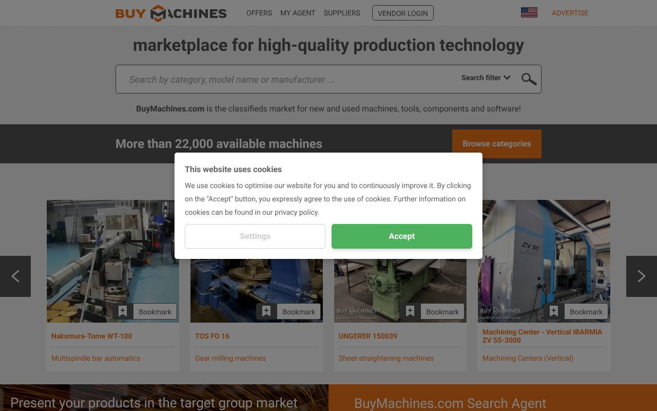 Screenshot of buymachines.com