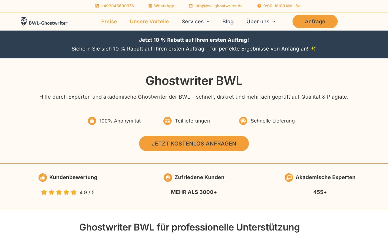 Screenshot of bwl-ghostwriter.de