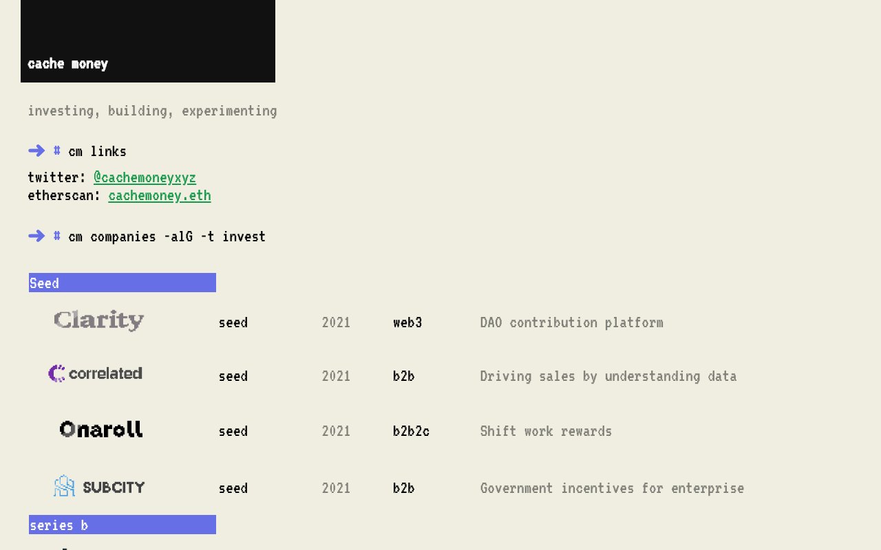 Screenshot of cachemoney.xyz