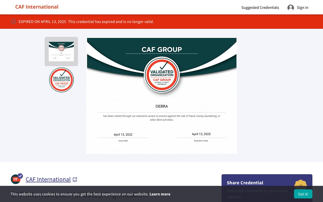 Screenshot of cafamerica.org