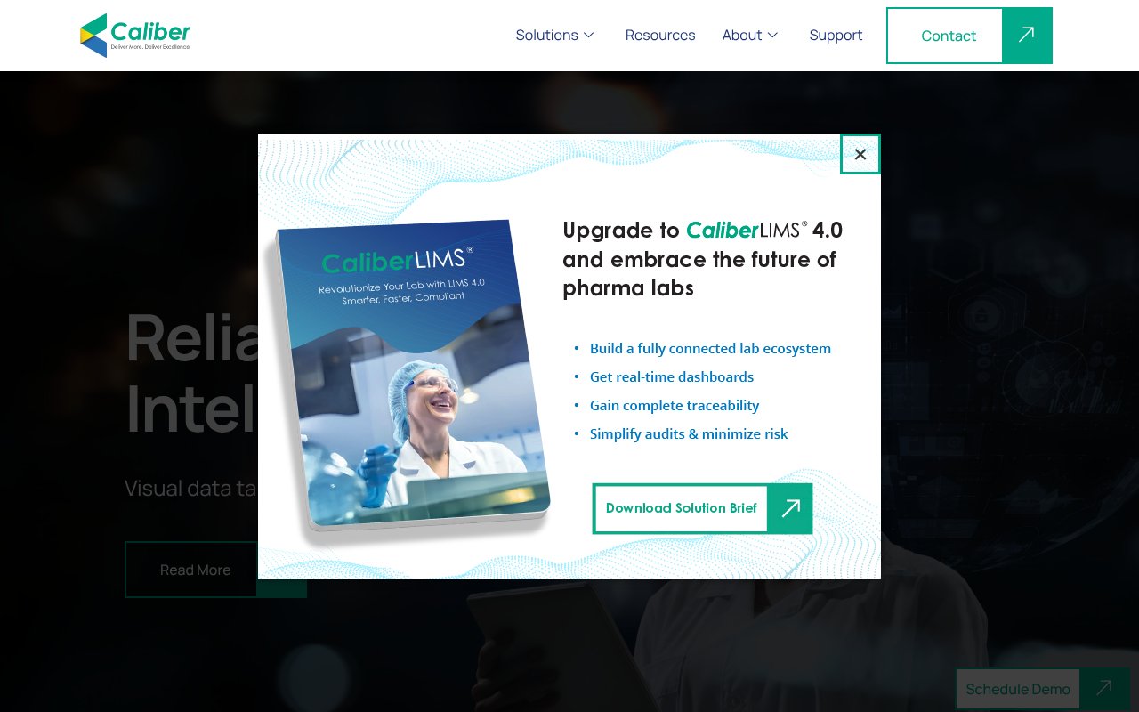 Screenshot of caliberuniversal.com