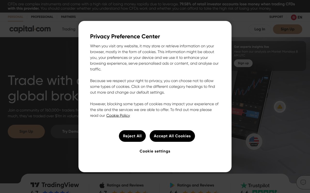 Screenshot of capital.com