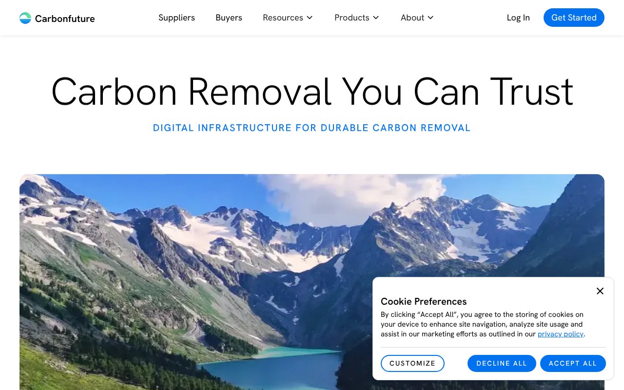 Screenshot of carbonfuture.earth