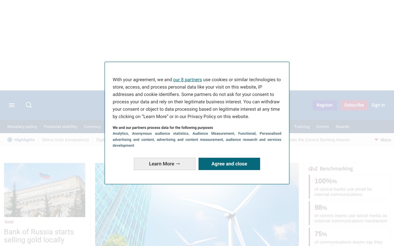 Screenshot of centralbanking.com