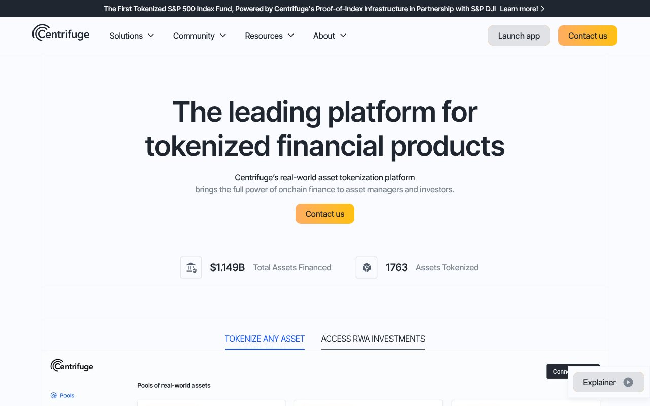 Screenshot of centrifuge.io