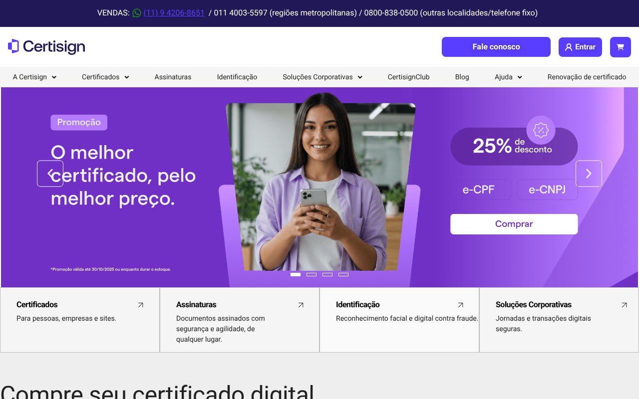 Screenshot of certisign.com.br