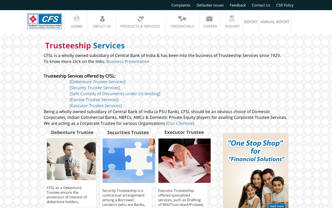 Screenshot of cfsl.in