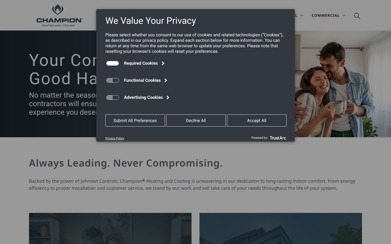 Screenshot of championhomecomfort.com