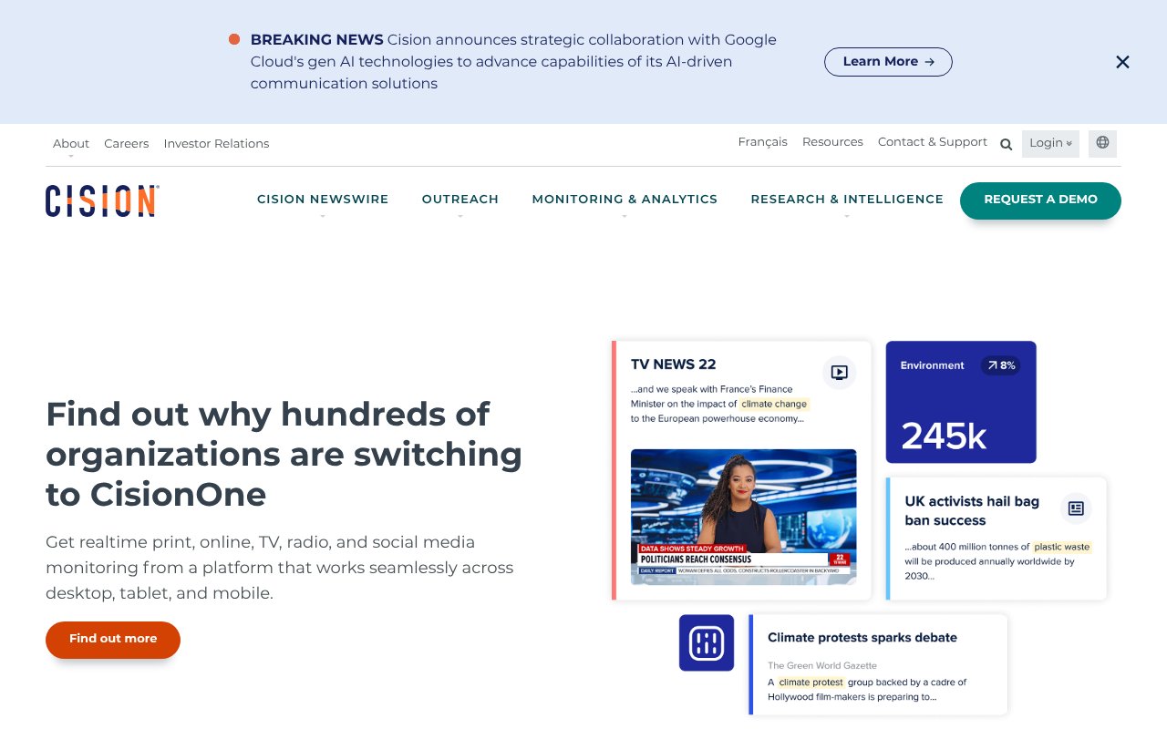 Screenshot of cision.ca