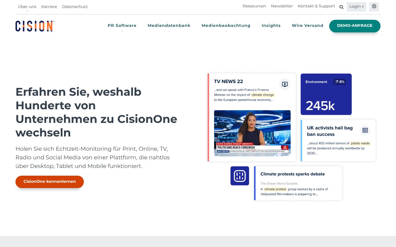 Screenshot of cision.de